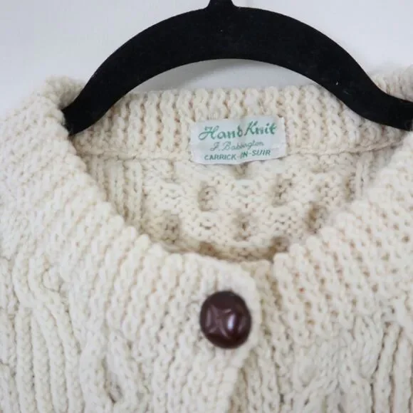 Vintage Handknit Cable Hand Knit Cardigan Sweater Carrick On Suir Ireland - Picture 14 of 14